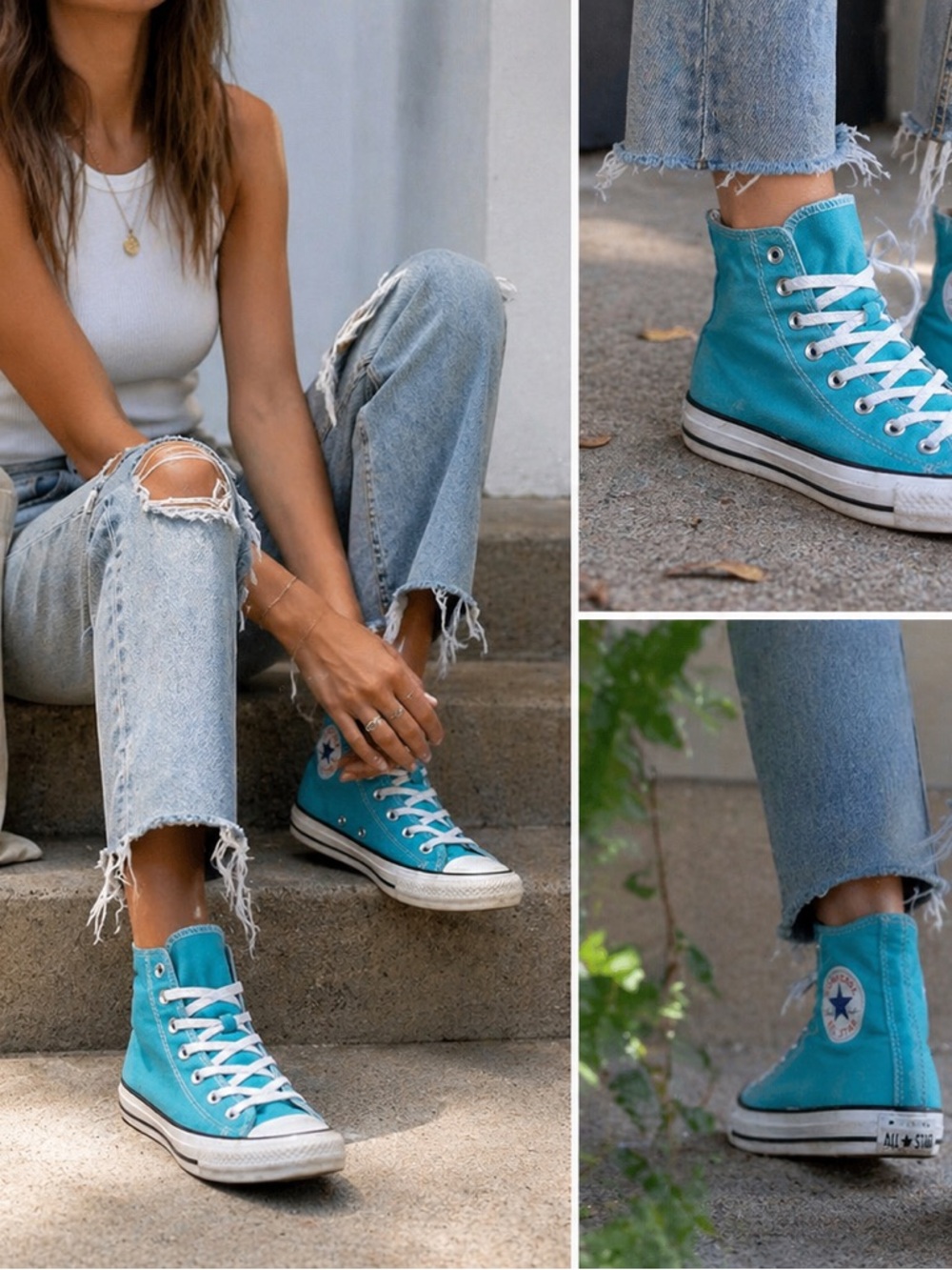 Converse Chuck Taylor All Star High Top Turquoise Blue Sneakers Women 7 Men 5